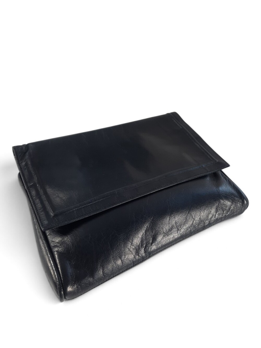 Italy LEXIAPEL BY LANZETTI Clutch Foldover Oiled Calfskin Artisan Handcrafted